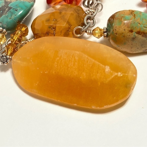 Silpada chunky stone necklace including yellow jade turquoise, jasper, and amber - Picture 5 of 9